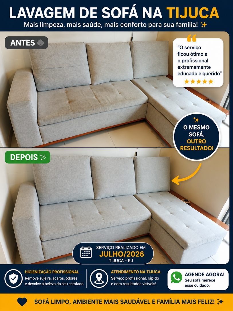 Sofá higienizado com Tripla Lavagem