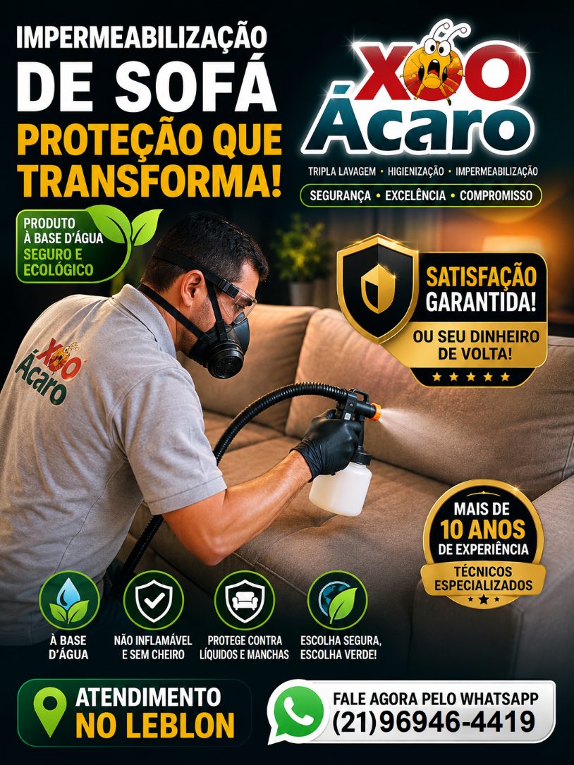 Técnicos com 11 anos de experiência aplicando impermeabilizante em sofá a domicílio no Rio de Janeiro